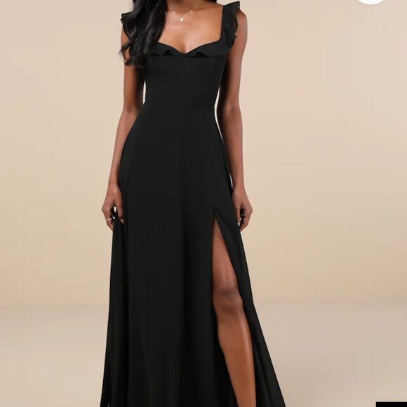 Lulus Dresses & Skirts - Dreamy Admiration Black Ruffled Maxi Dress